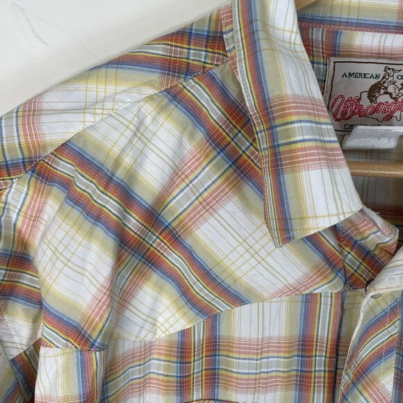 VTG 80s 90s Wrangler Western Shirt Pearl Snap Plaid Cowboy Men XXL / See Below - Picture 9 of 14